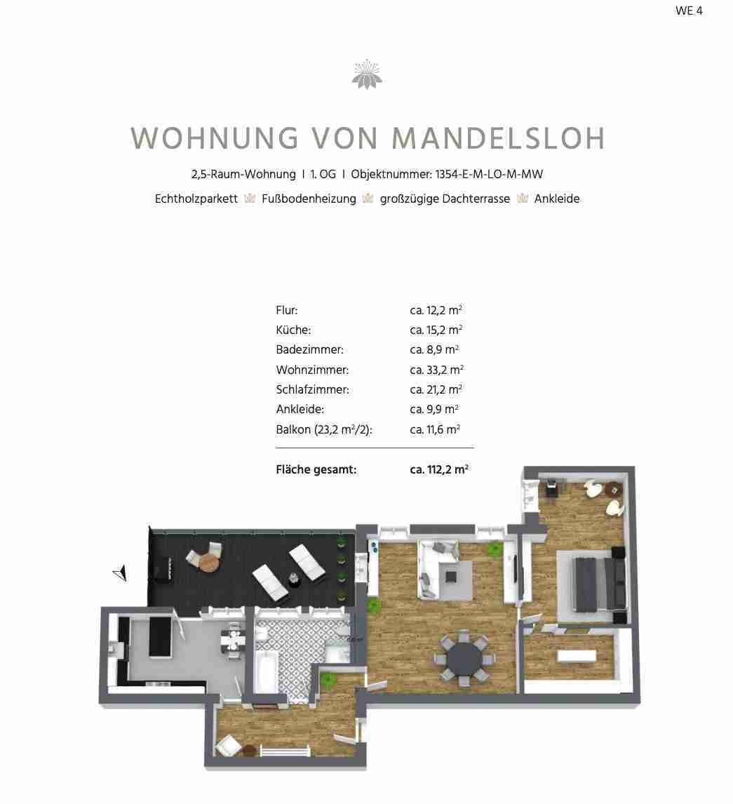 Erstbezug: 3-Raum-Wohnung mit XXL-Dachterrasse, Homeoffice-Bereich und Ankleide
